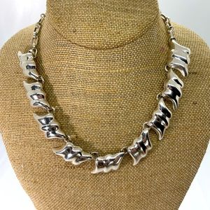 TAXCO TM-125 Sterling Silver Chunky Necklace 925 Bar & Link Chain 16 - 17” Vtg